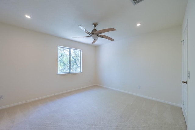7724 Yaupon Dr, Austin, TX 78759 - spare room featuring light carpet, recessed lighting, baseboards, and ceiling fan