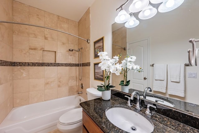 7724 Yaupon Dr, Austin, TX 78759 - bathroom featuring vanity, shower / bathtub combination, and toilet