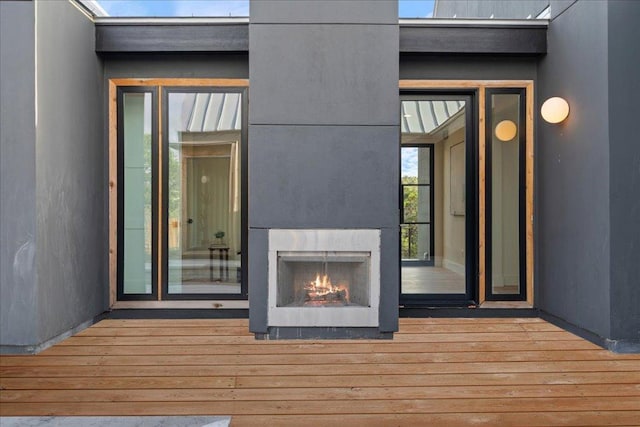 13400 Paisano Trl, Austin, TX 78737 - property entrance featuring a lit fireplace