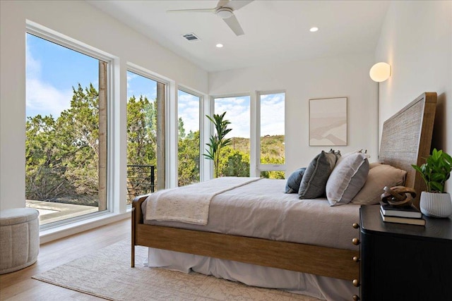 13400 Paisano Trl, Austin, TX 78737 - bedroom with wood finished floors, a ceiling fan, and recessed lighting