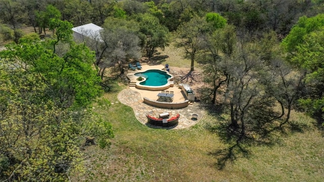 591 Young Ranch Rd, Georgetown, TX 78633 - aerial view of property and surrounding area featuring a pool area