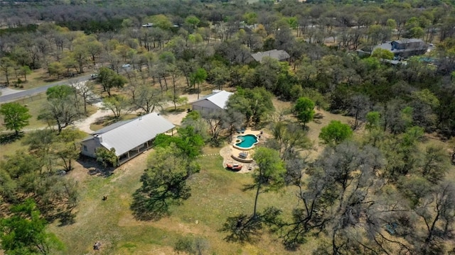 591 Young Ranch Rd, Georgetown, TX 78633 - aerial overview of property's location featuring a pool and a forest