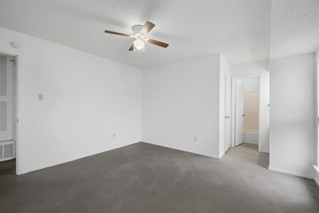 12503 Brandywine Ct, Austin, TX 78727 - empty room featuring ceiling fan, a heating unit, a textured ceiling, and baseboards