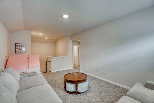 312 Heatherwood Ter, Marble Falls, TX 78654 - living room with carpet flooring, recessed lighting, baseboards, and visible vents
