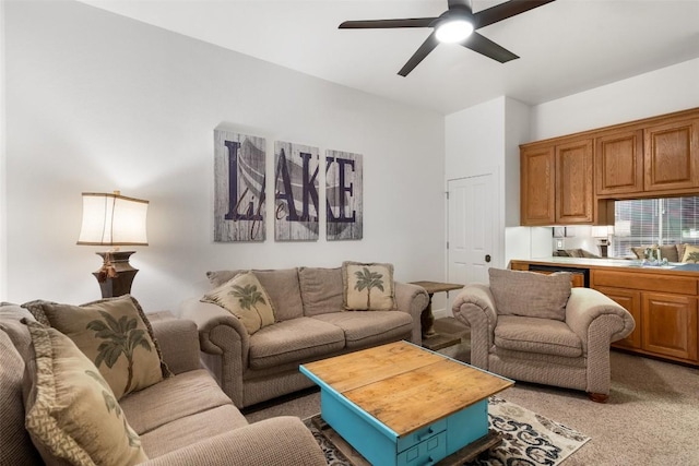 510 N Horseshoe Bay Blvd, Horseshoe Bay, TX 78657 - living area featuring light colored carpet and ceiling fan