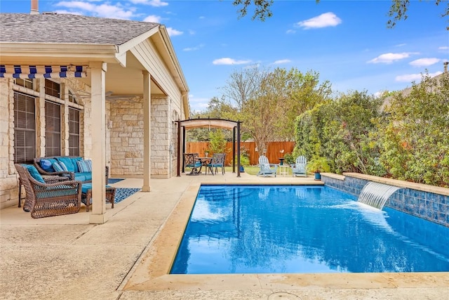 14516 Wharton Park Trl, Austin, TX 78717 - view of pool featuring an outdoor hangout area, a patio, and a fenced backyard