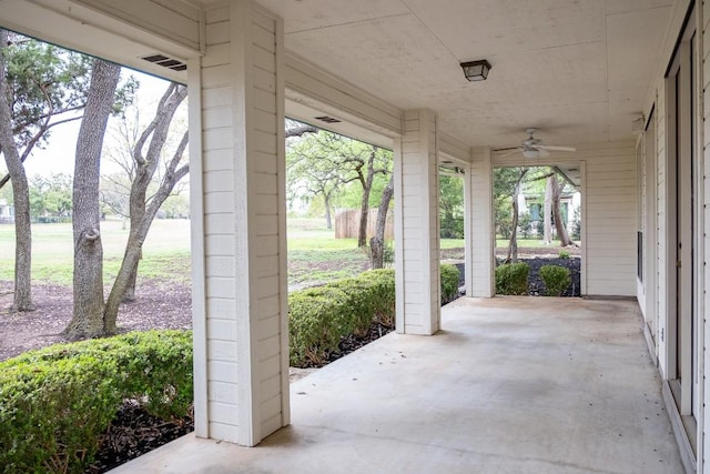 view of patio / terrace featuring a ceiling fan