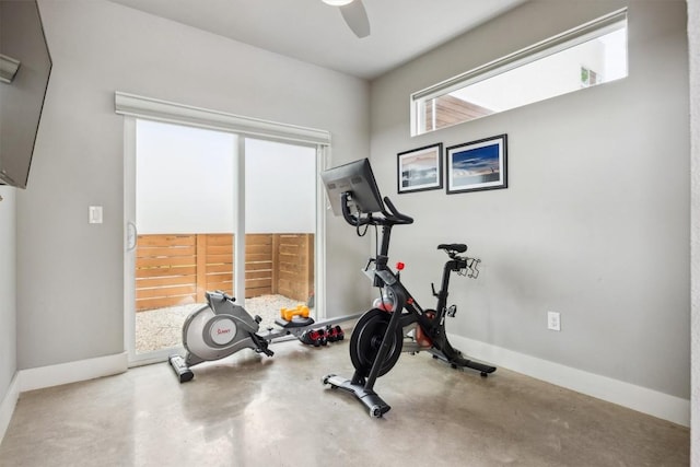 1506 Payne Ave Unit A, Austin, TX 78757 - exercise room featuring baseboards and a ceiling fan