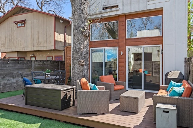 2514 E 4th St Unit A, Austin, TX 78702 - wooden deck with an outdoor hangout area