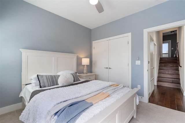 2514 E 4th St Unit A, Austin, TX 78702 - carpeted bedroom featuring a closet and ceiling fan