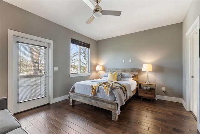 2514 E 4th St Unit A, Austin, TX 78702 - bedroom with wood-type flooring, a ceiling fan, and access to exterior