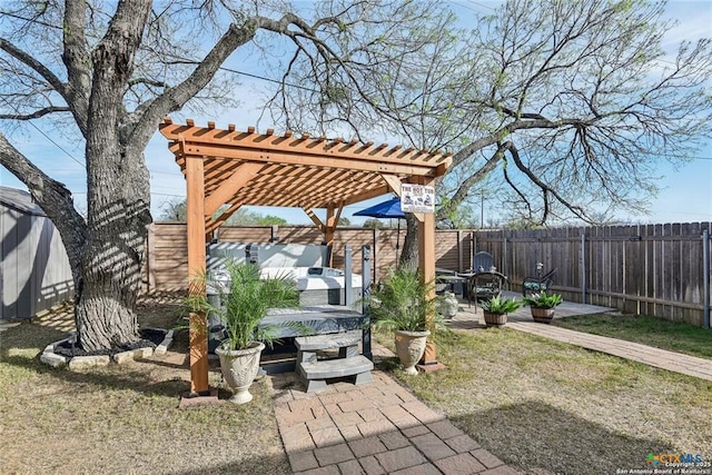 759 Ocelot Ct, Seguin, TX 78155 - fenced backyard with a pergola and a patio area
