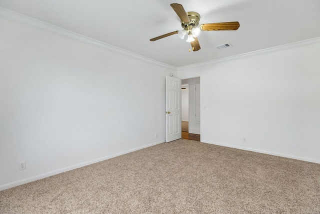 1103 Vanderbilt Cir, Pflugerville, TX 78660 - carpeted empty room featuring ornamental molding and a ceiling fan