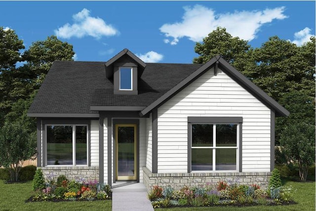 132 Gouda Dr, Bastrop, TX 78602 - view of front of house with stone siding and a shingled roof