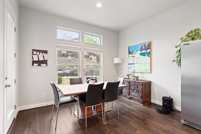 308 Highland Village Cv, Austin, TX 78738 - dining space with dark wood-type flooring, baseboards, and recessed lighting