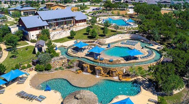 308 Highland Village Cv, Austin, TX 78738 - aerial view of a pool area