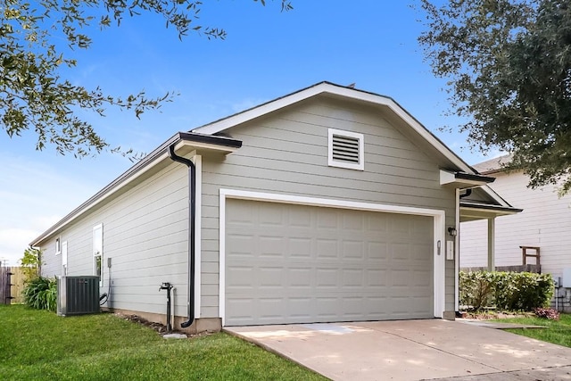 garage featuring central AC unit