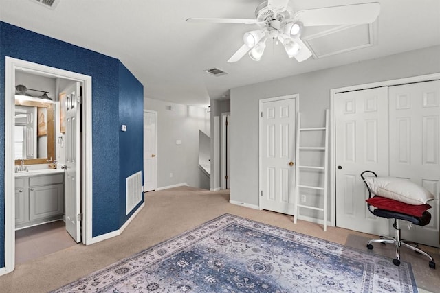 2319 Rock Ledge Dr, Georgetown, TX 78626 - carpeted office with ceiling fan and a textured wall