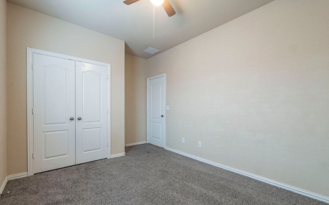 8021 Arezzo Dr, Round Rock, TX 78665 - unfurnished bedroom with carpet flooring, baseboards, a closet, and ceiling fan