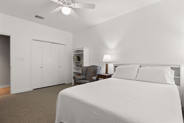 3806 Eagle Way, Round Rock, TX 78681 - bedroom featuring carpet, a closet, ceiling fan, and baseboards