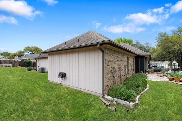 3806 Eagle Way, Round Rock, TX 78681 - view of side of property with central air condition unit and roof with shingles