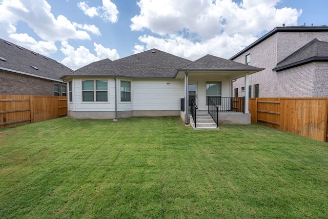 341 Fawn River Run, Kyle, TX 78640 - rear view of property with a shingled roof and covered porch