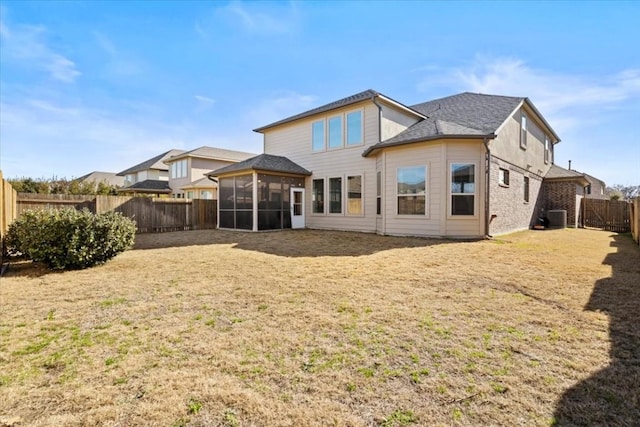 2316 Centennial Loop, Round Rock, TX 78665 - rear view of property with a sunroom and cooling unit