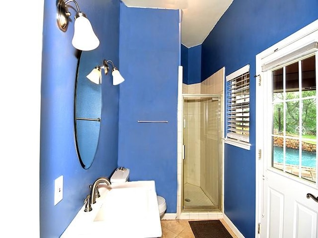 159 Moku Manu Dr, Bastrop, TX 78602 - bathroom with a shower stall and tile patterned floors