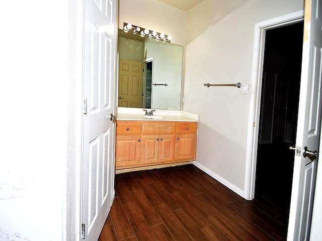 159 Moku Manu Dr, Bastrop, TX 78602 - bathroom with vanity and wood finished floors