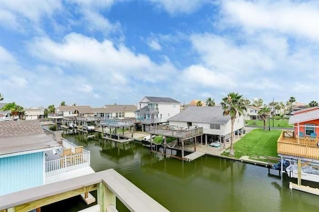 16525 Jamaica Cove Rd, Jamaica Beach, TX 77554 - dock area featuring a water view and a residential view