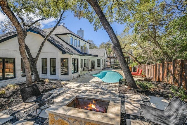 4500 Waterford Pl, Austin, TX 78731 - view of pool with a patio, a fenced backyard, and a fire pit