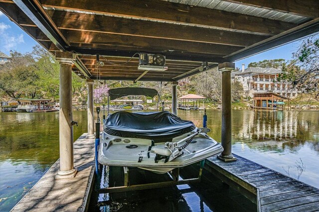 4500 Waterford Pl, Austin, TX 78731 - dock area featuring a water view and boat lift