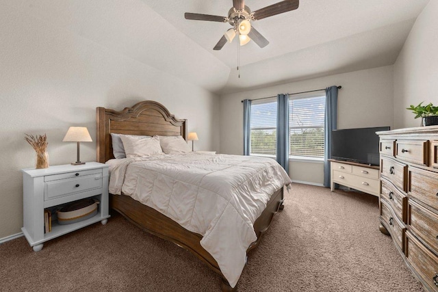 8517 Cantera Ridge Rd, Temple, TX 76502 - carpeted bedroom with baseboards, ceiling fan, and lofted ceiling