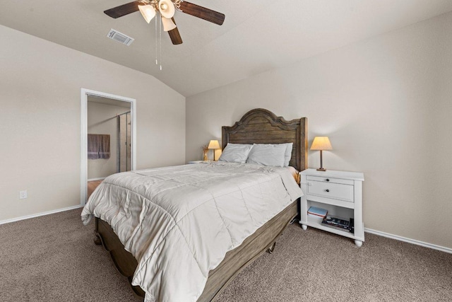8517 Cantera Ridge Rd, Temple, TX 76502 - bedroom with carpet floors, lofted ceiling, baseboards, and ceiling fan