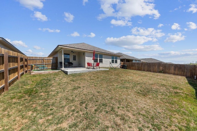 8517 Cantera Ridge Rd, Temple, TX 76502 - rear view of property featuring a ceiling fan and a patio area