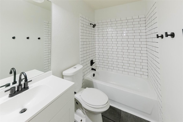 115 Hummingbird Ct, Cedar Creek, TX 78612 - bathroom featuring toilet, washtub / shower combination, and vanity