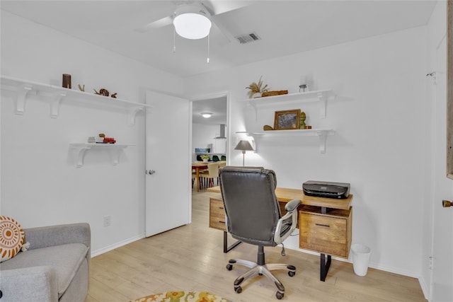 9831 Briar Ridge Dr, Austin, TX 78748 - office with light wood-style flooring and ceiling fan