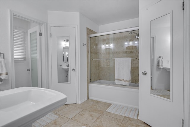 9831 Briar Ridge Dr, Austin, TX 78748 - full bathroom with enclosed tub / shower combo and tile patterned floors