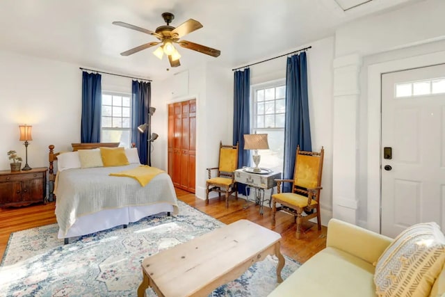 517 N 9th St, Temple, TX 76501 - bedroom featuring wood finished floors and a ceiling fan