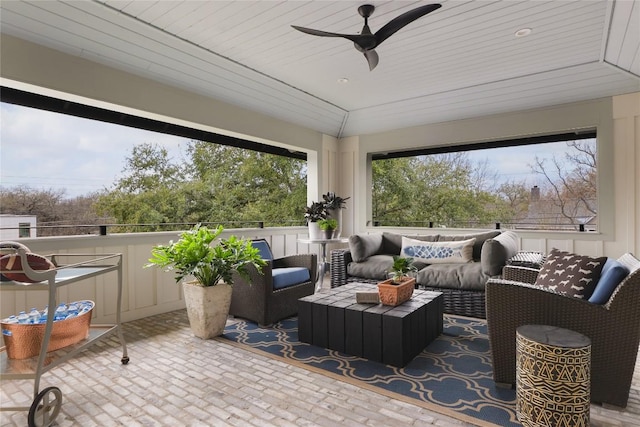901 Wayside Dr, Austin, TX 78703 - view of patio featuring ceiling fan and an outdoor living space