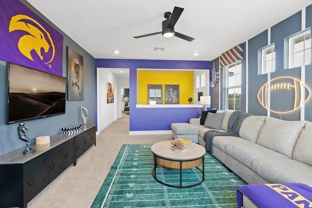 100 Silent Grove Ct, Georgetown, TX 78642 - living room with carpet flooring and a ceiling fan