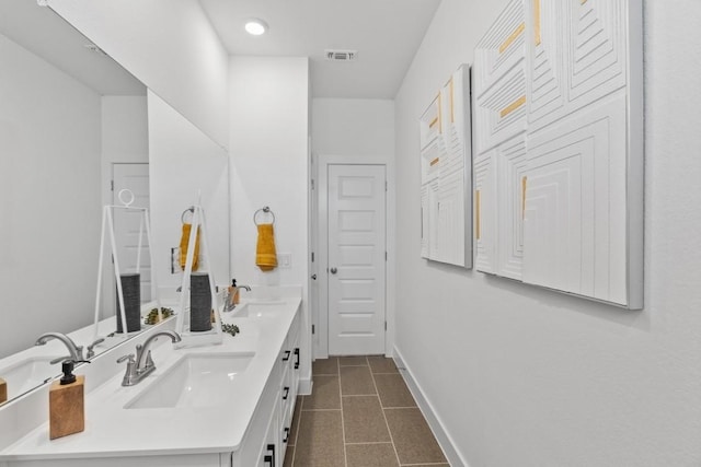 100 Silent Grove Ct, Georgetown, TX 78642 - full bath featuring double vanity, tile patterned flooring, and recessed lighting