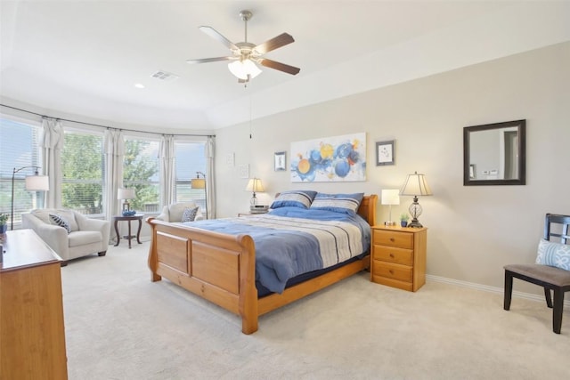 3036 Margarita Loop, Round Rock, TX 78665 - bedroom featuring light colored carpet and a ceiling fan