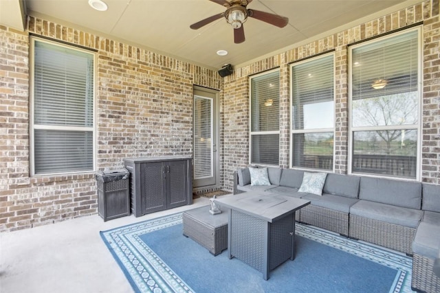 3036 Margarita Loop, Round Rock, TX 78665 - view of patio with an outdoor living space and ceiling fan