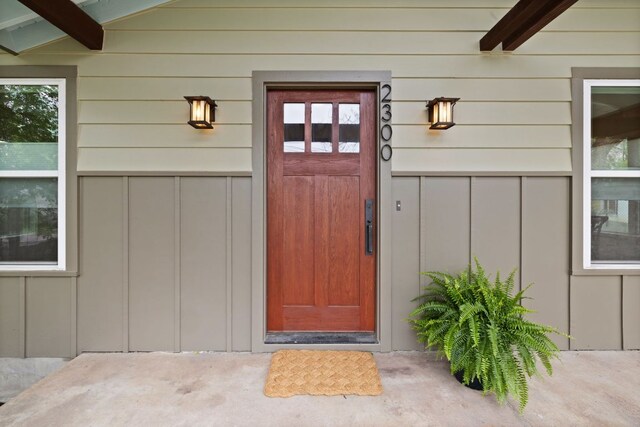 2300 S 3rd St, Austin, TX 78704 - property entrance featuring board and batten siding