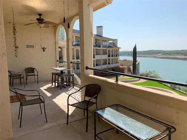 3404 American Dr Unit 2202, Lago Vista, TX 78645 - balcony with a water view and a ceiling fan