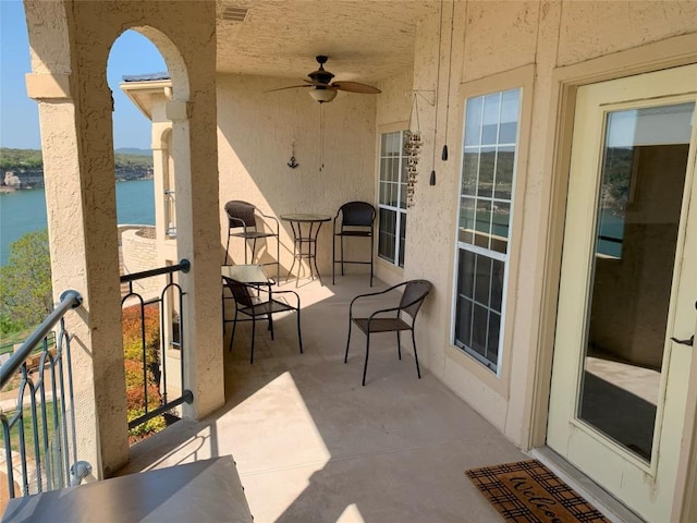 3404 American Dr Unit 2202, Lago Vista, TX 78645 - balcony with ceiling fan and a water view