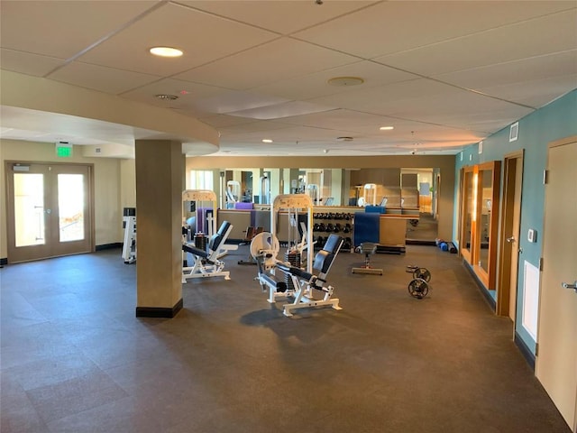 3404 American Dr Unit 2202, Lago Vista, TX 78645 - gym with a drop ceiling and french doors