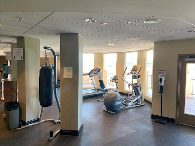 3404 American Dr Unit 2202, Lago Vista, TX 78645 - exercise room with a drop ceiling and healthy amount of natural light