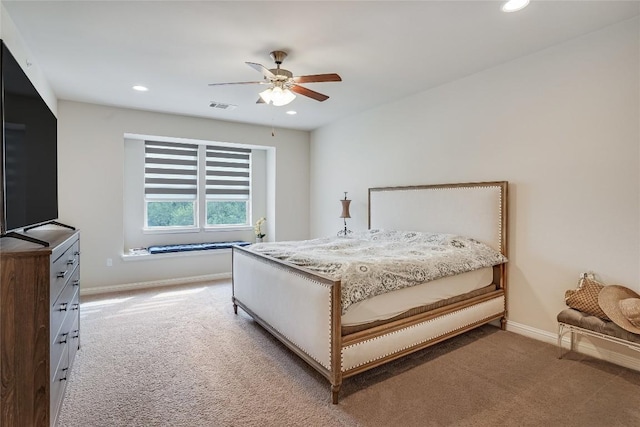 13800 Lyndhurst St Unit 325, Austin, TX 78717 - bedroom featuring carpet floors, recessed lighting, baseboards, and a ceiling fan